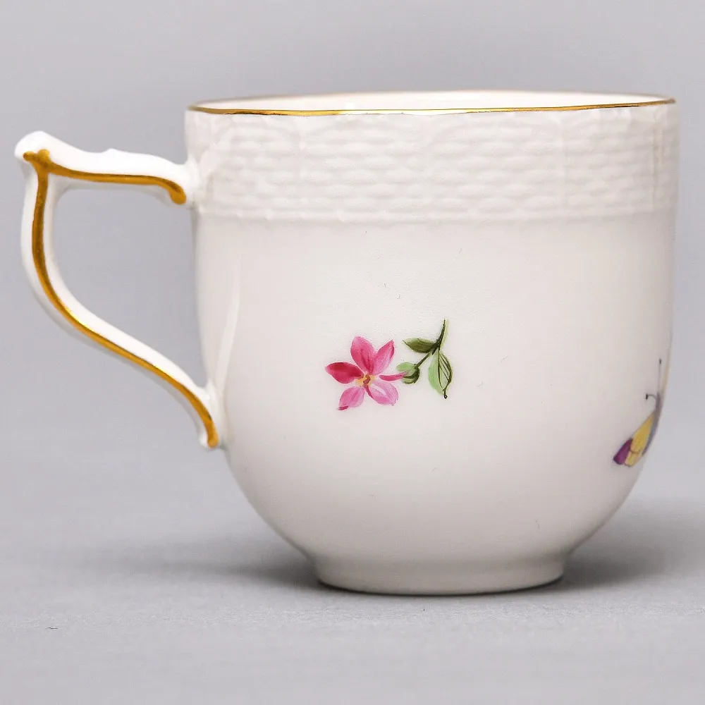 Коллекционная Кофейная пара «Цветы и бабочки», Фарфор KPM Berlin Германия, первая половина ХХ века. 