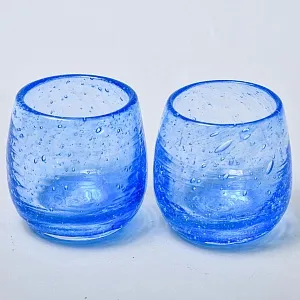 Редкость! Пара Авторских Стеклянных Стаканов «АКВАМАРИН», ручная работа BIOT Франция 80гг..