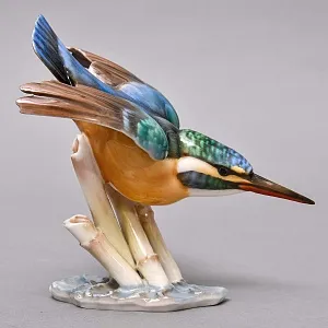 Фарфоровая Статуэтка «Птица - Зимородок», Hutschenreuther Германия, 1955 - 1968 годы.