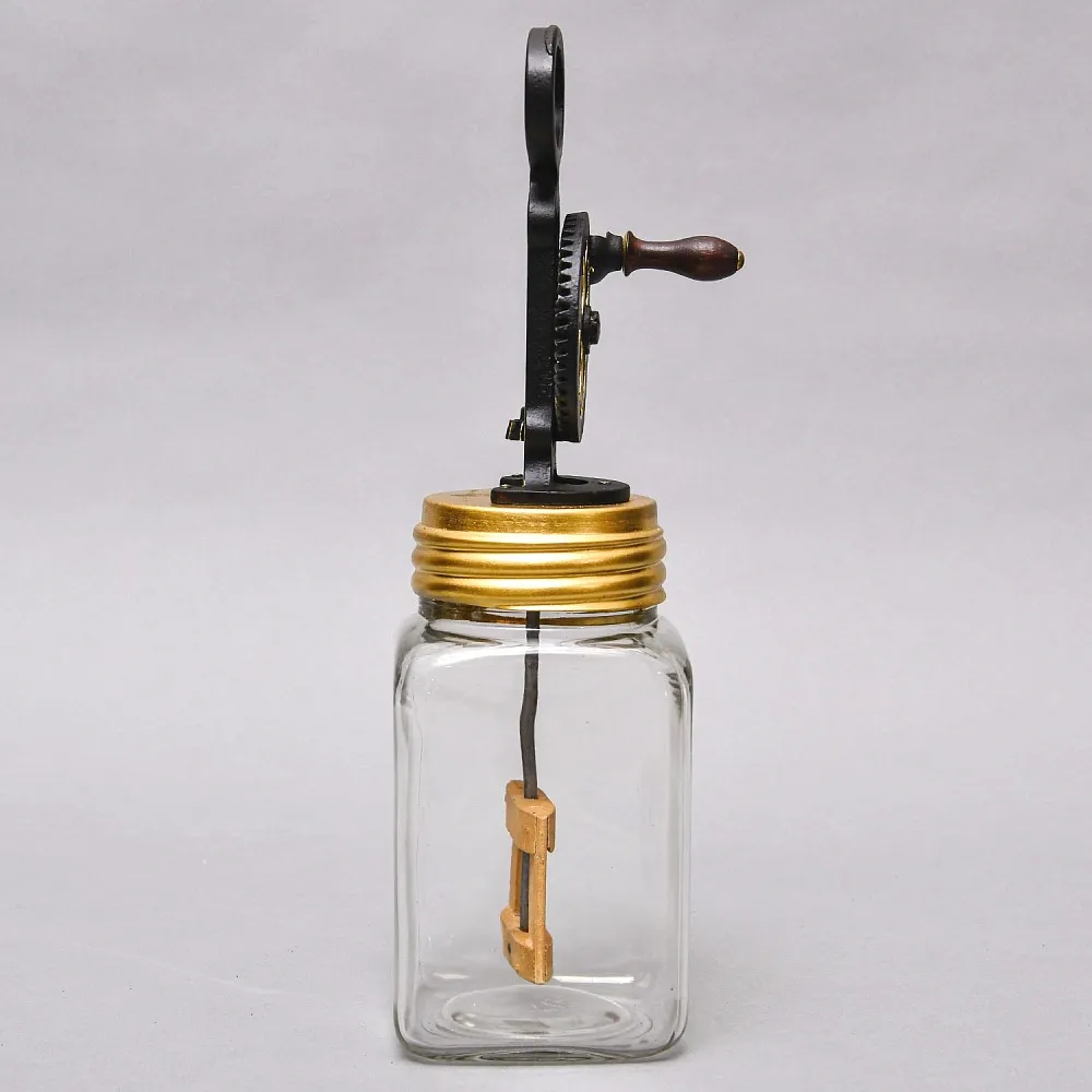 Старинная Бытовая Механическая Маслобойка, Стекло / Металл, Германия середина ХХ века.