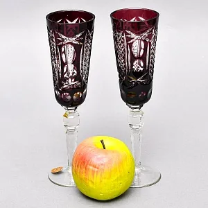 Пара фужеров для шампанского серия «Monte Carlo» Аметистовый хрусталь, NACHTMANN Германия, 60-е годы. 