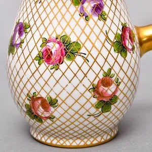 Фарфоровый Кувшин - Чайник для подачи горячего шоколада «Цветочная россыпь» с лопаткой, Франция.