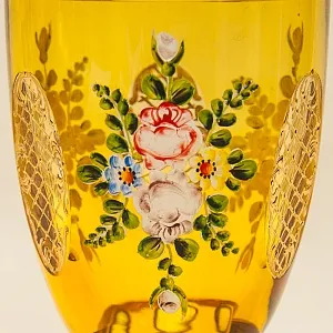 Коллекционная Ваза - Кубок, Цветочная Эмалевая роспись, Хрусталь Ernst Wittig, Германия 50-е годы ХХ века.