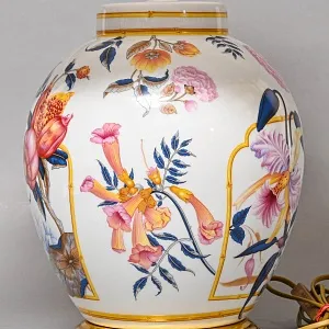 Настольная Электрическая Лампа - Светильник «Цветущий Гранат» Фарфор PORCELAIN DE PARIS, Франция.