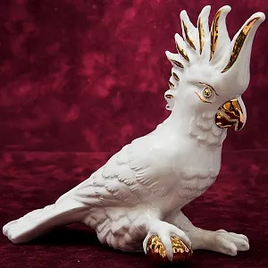 Авторская Коллекционная Фарфоровая Статуэтка «Птица -Попугай - Белый Какаду» Россия.