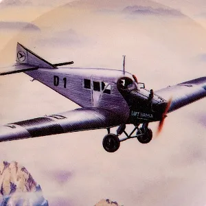 Коллекционная Тарелка «Самолёт - Юнкерс F13 над Долиной Императора» Фарфор, Германия -1995 год.