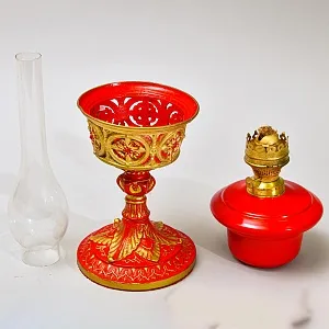 Антикварная Керосиновая Лампа «Золотое кружево» Металл / Стекло, начало ХХ века.