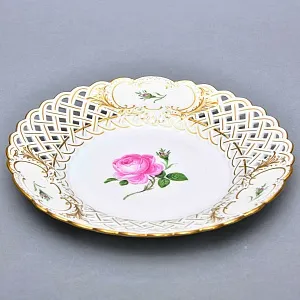 Антикваное Фарфоровое Блюдо - Тарелка «РОЗА»,  MEISSEN Германия, первая половина ХХ века.