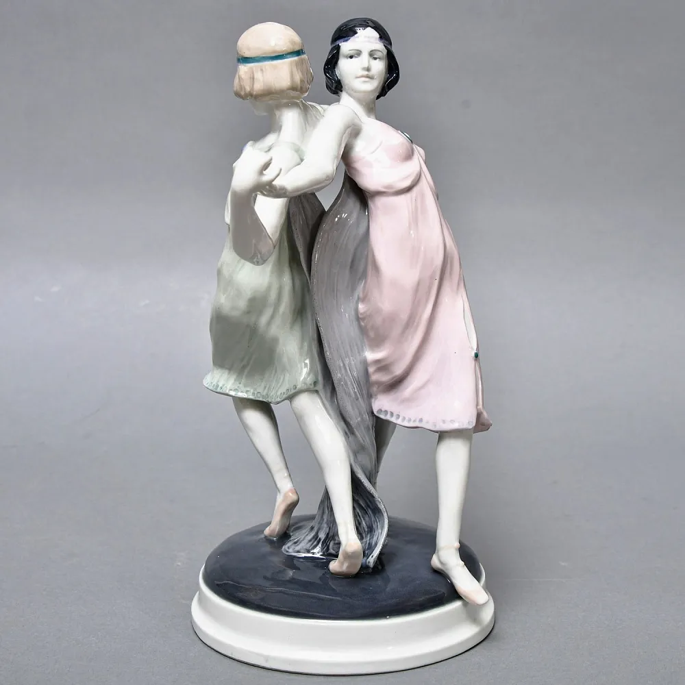Антикварная Фарфоровая статуэтка «Танцующие девушки», Karl Ens Германия, первая половина ХХ века. 