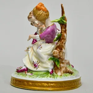 Коллекционная Фарфоровая статуэтка «Дети, Первое свидание», Unterweissbach Германия, 1958 - 1976 годы.