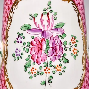 Фарфоровый Кувшин - Чайник для подачи горячего шоколада «ЦВЕТЫ» с лопаткой, Франция - середина ХХ века.