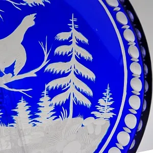 Сервировочное Хрустальное Блюдо «Охота - Глухарь» JOSKA BODENMAIS Германия, 60-е гг.