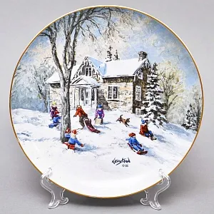  Коллекционная Тарелка - Блюдо «Катание на санках», Фарфор. Hutschenreuther Германия.