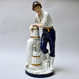 Большая Фарфоровая Статуэтка «Юноша Водонос» ROYAL DUX BOHEMIA, Чехословакия -1957 год.