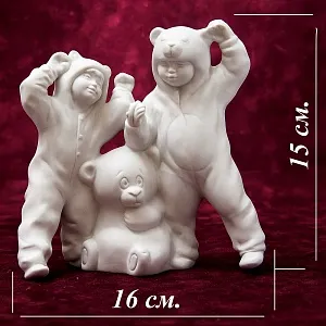 Коллекционная Авторская Статуэтка «Три Медведя» из серии «Детский Утренник», фарфор ИФЗ, Россия.