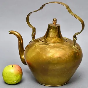 Большой Антикварный Латунный Чайник на 5 литров, Франция, начало ХХ века.