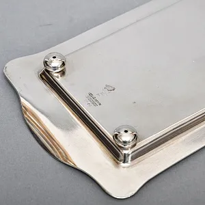 Винтажный Прямоугольный Металлический Поднос - Подставка, Silverplate Англия.