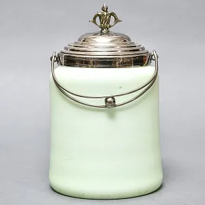 Бисквитница - Сахарница - Баночка с крышкой «Синий Цветок», Стекло Англия 50-е годы ХХ века. 