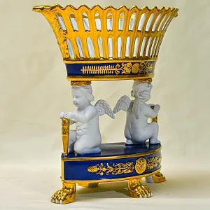 Коллекционная Фарфоровая Ваза - Фруктовница «Два Ангела - Путти», Sevres Style Франция.