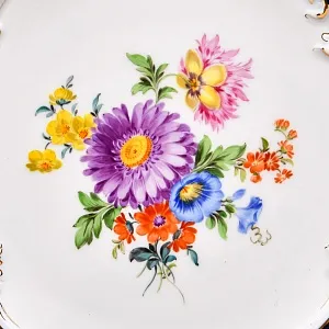 Коллекционное Фарфоровое Блюдо - Тарелка «Букет с маргариткой» Кобальт, MEISSEN Германия - 1955 год.