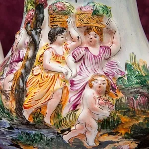 Большой Декоративный Кувшин - Ваза «Райский Сад», Фаянс Capodimonte / Каподимонте Италия Н-53 см.