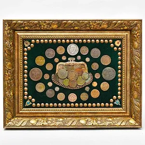 Настенное Коллекционное Панно - Картина «Кошелёк со Старинными Монетами»..