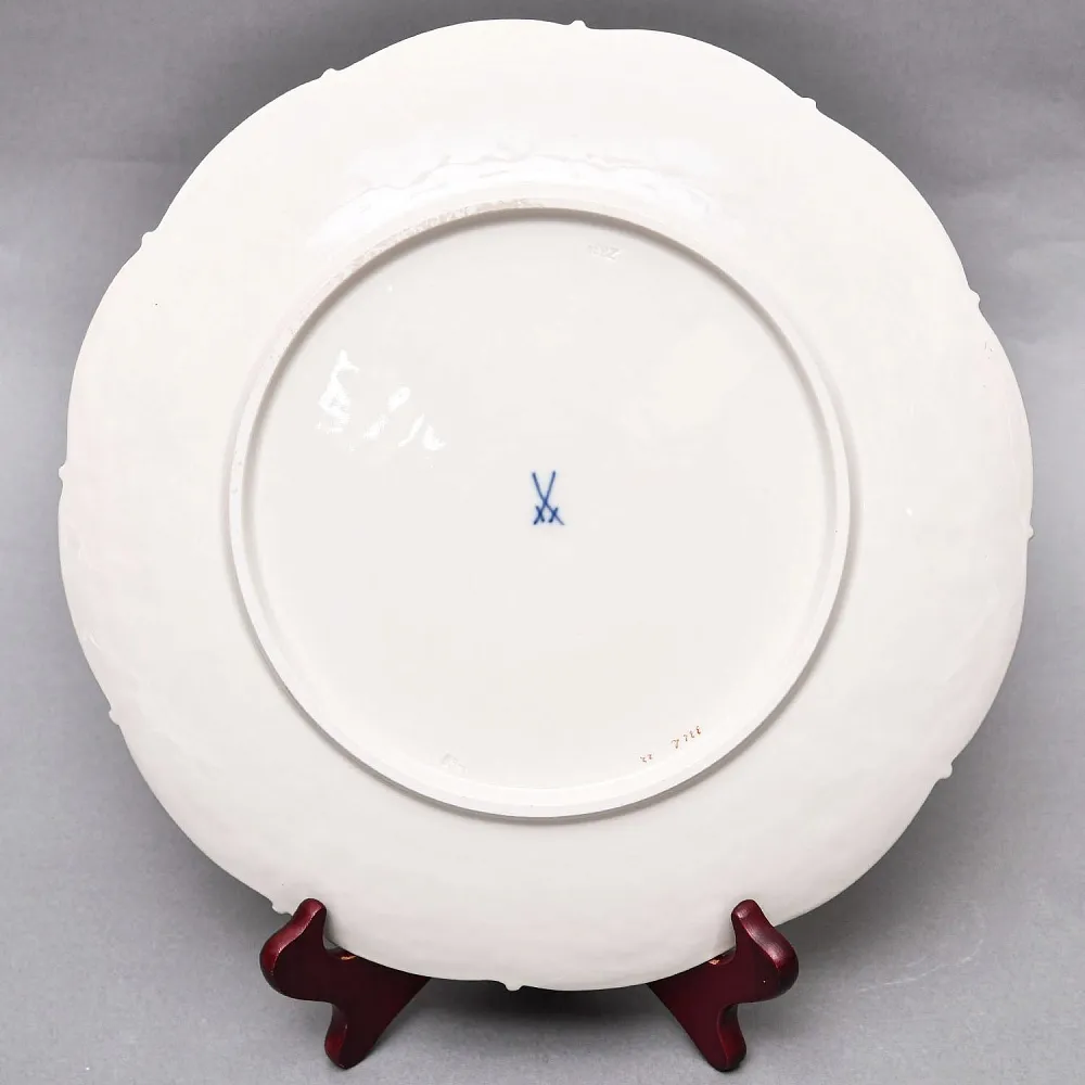 Коллекционное Фарфоровое Блюдо - Тарелка «Букет с тюльпаном и розой», Кобальт, MEISSEN Германия - 1970 год.