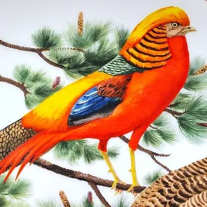 Коллекционная Тарелка - Блюдо «Золотой Фазан» Фарфор, Franklin Porcelain США -1980 год.