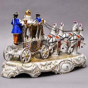 Редкость! Большая Фарфоровая статуэтка «КАРЕТА», SITZENDORF Германия, середина ХХ века.