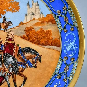 Коллекционная Фарфоровая тарелка «Соколиная охота», Hutschenreuther Германия. 