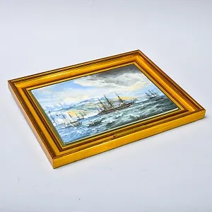 Фарфоровый Пласт - Картина - Панно «Фрегат Юлланд в Исландии», B&G Copenhagen Porcelain Дания.