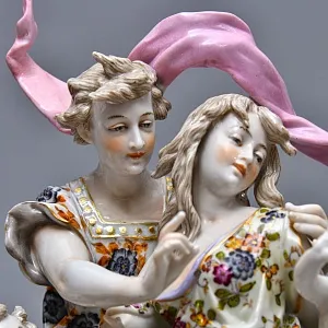 Редкость! Антикварная Фарфоровая статуэтка «ЛЮБОВНАЯ ИДИЛЛИЯ», VOLKSTEDTER Германия.