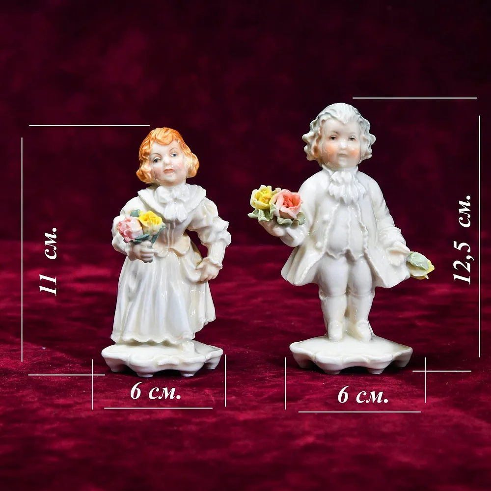 Парные Фарфоровые Статуэтки «Дети - Цветы для Мамы», Карл Энс / Karl Ens, Германия, 30-е гг.