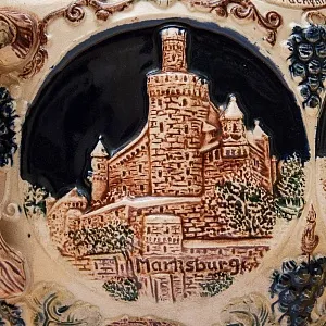 Крюшонница - Горшок для Глинтвейна «Старинные Замки» + 4-е Кружки Фаянс Германия