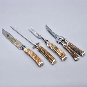 Набор для Барбекю «Охота» - 4 предмета, Stainless Steel Solingen Германия, 60 -е годы ХХ века.