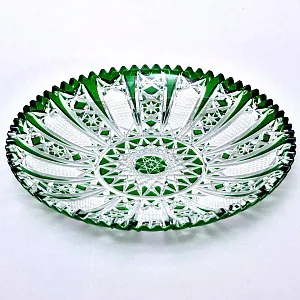 Блюдо - Фруктовница Зелёного Хрусталя JOSKA BODENMAIS Германия D-28 см., конец 60-х гг.