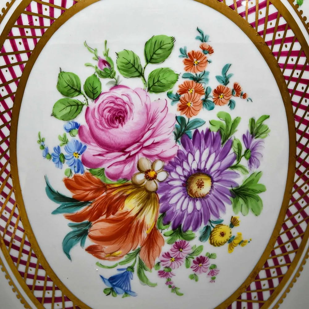 Большой Фарфоровый Вазон - Ваза с крышкой «Цветочная гирлянда», SP Dresden Германия, 50-е гг. ХХ века.