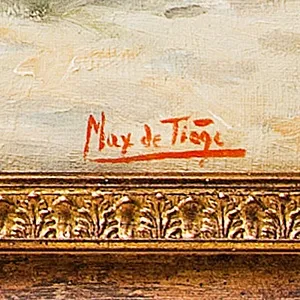 Картина «Пейзаж - На Дворе». Maх De Teige, Бельгия, вторая половина ХХ века.