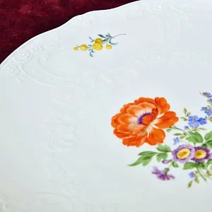 Большое Сервировочное Блюдо - Тарелка «ЦВЕТЫ», Фарфор MEISSEN Германия - 1985 год.