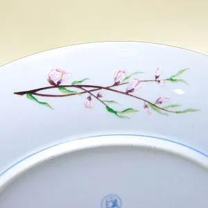 Тарелка - Блюдо «Апрель» - «Воробей - Белоглазка и Цветущая Сакура» Фарфор, Franklin Mint Япония, 1979 год.