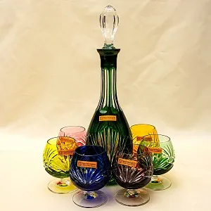 Набор для коньяка Графин и 6-ть Бокалов серия «NIERSTEIN» Цветной Хрусталь, NACHTMANN Германия.