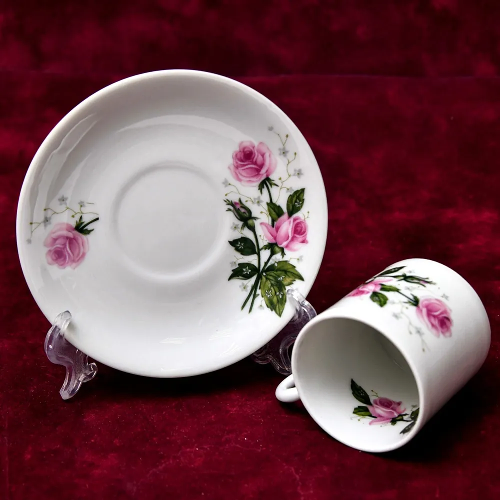 Коллекционная Кофейная Пара «Розовый куст», фарфор Porcelains Champs-Elysees Limoges, Франция.