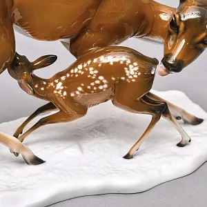 Редкая! Большая Фарфоровая статуэтка «Олениха с олененком», ROSENTHAL Германия, 70 гг.  