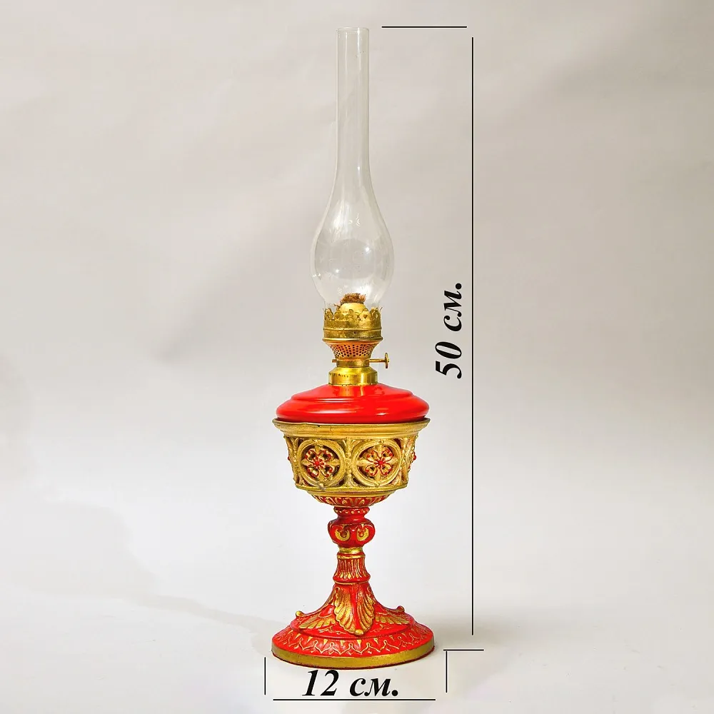 Антикварная Керосиновая Лампа «Золотое кружево» Металл / Стекло, начало ХХ века.