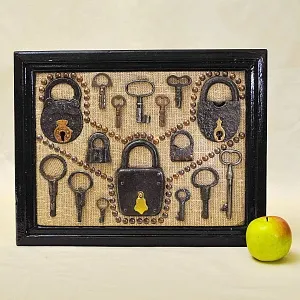 Коллекционное Панно - Картина «Антикварная утварь Замки - Ключи», Россия XIX век. 