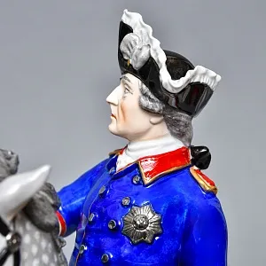 Антикварная Фарфоровая статуэтка «Старый Фриц. Король Пруссии Фридрих II на коне», SITZENDORF Германия.