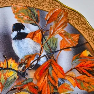 Коллекционная Фарфоровая тарелка «Птицы. Осенние синицы»,  Bradford Exchange Англия - 1996 год.