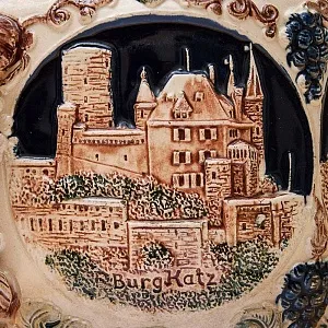 Крюшонница - Горшок для Глинтвейна «Старинные Замки» + 4-е Кружки Фаянс Германия