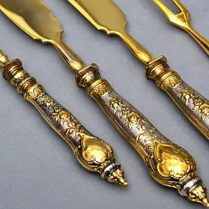 Антикварный Набор для Подачи и Сервировки Закусок, 4 предмета, Дрезден Германия 1922-1925 гг.