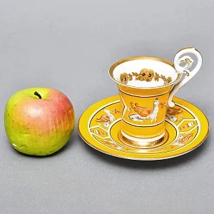 Антикварная Кофейная пара «Гриффоны», Фарфор Dressel & Kister Passau Германия, 1900 - 1922 годы. 